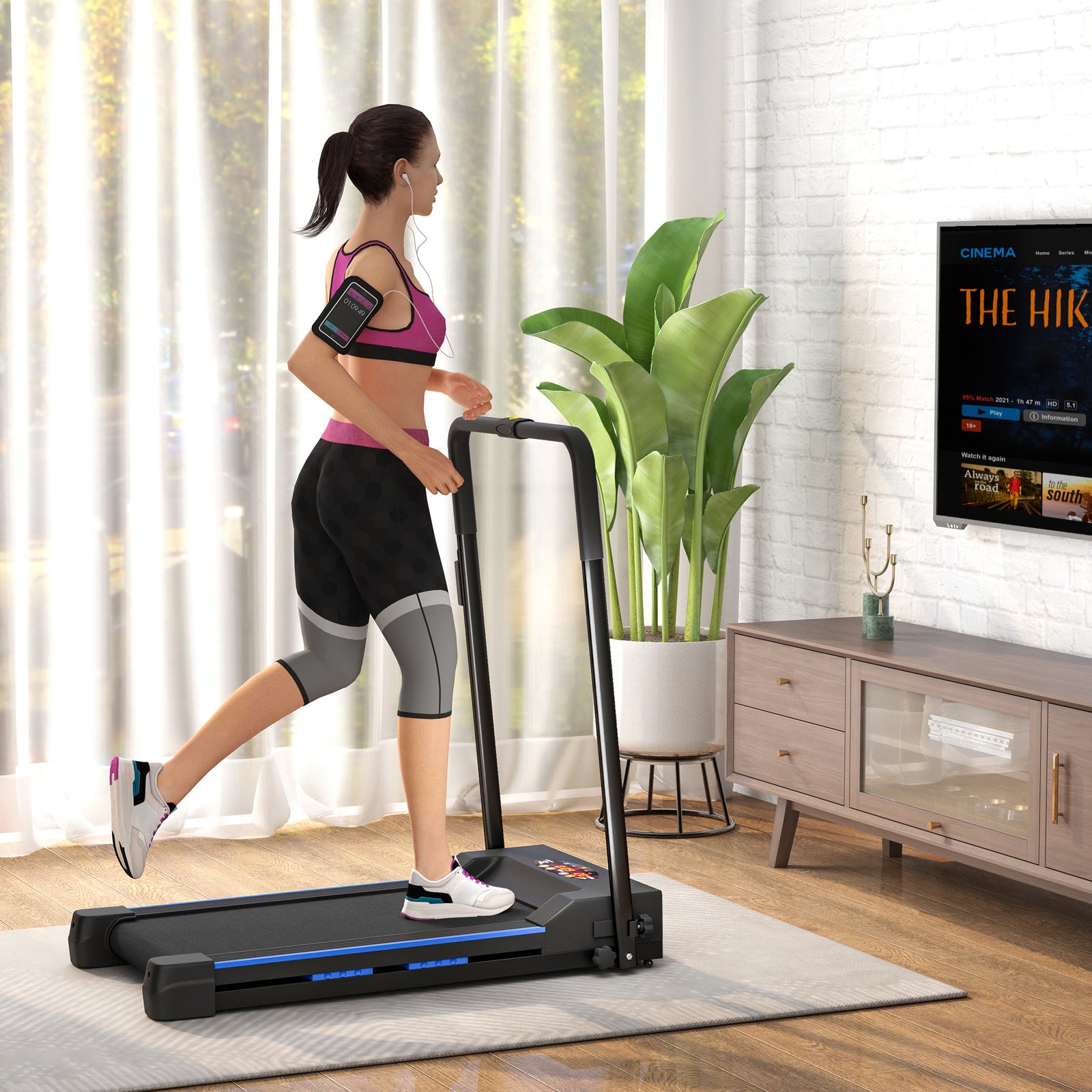 1-6 Km/h Folding Walking Treadmill W/ Remote Control | Blue