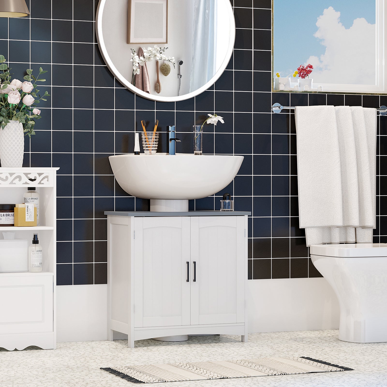 Pedestal Under Sink Cabinet, Bathroom Storage Vanity Unit