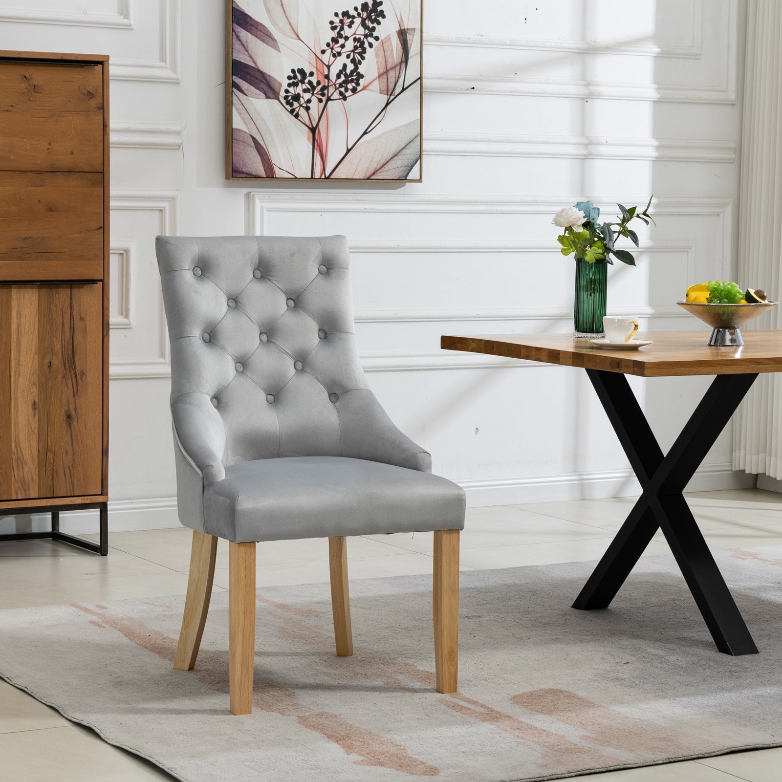 Set Of 2 Ravenna Velvet Dining Chairs | Silver