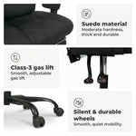 Ergonomic Office Chair Suede Fabric Wide Seat 155° Recline Footrest | Black