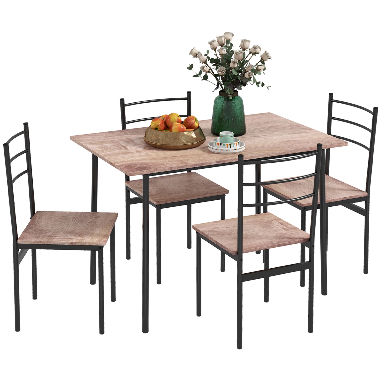 5 Piece Dining Table And Chairs Set, Space Saving Table | Black