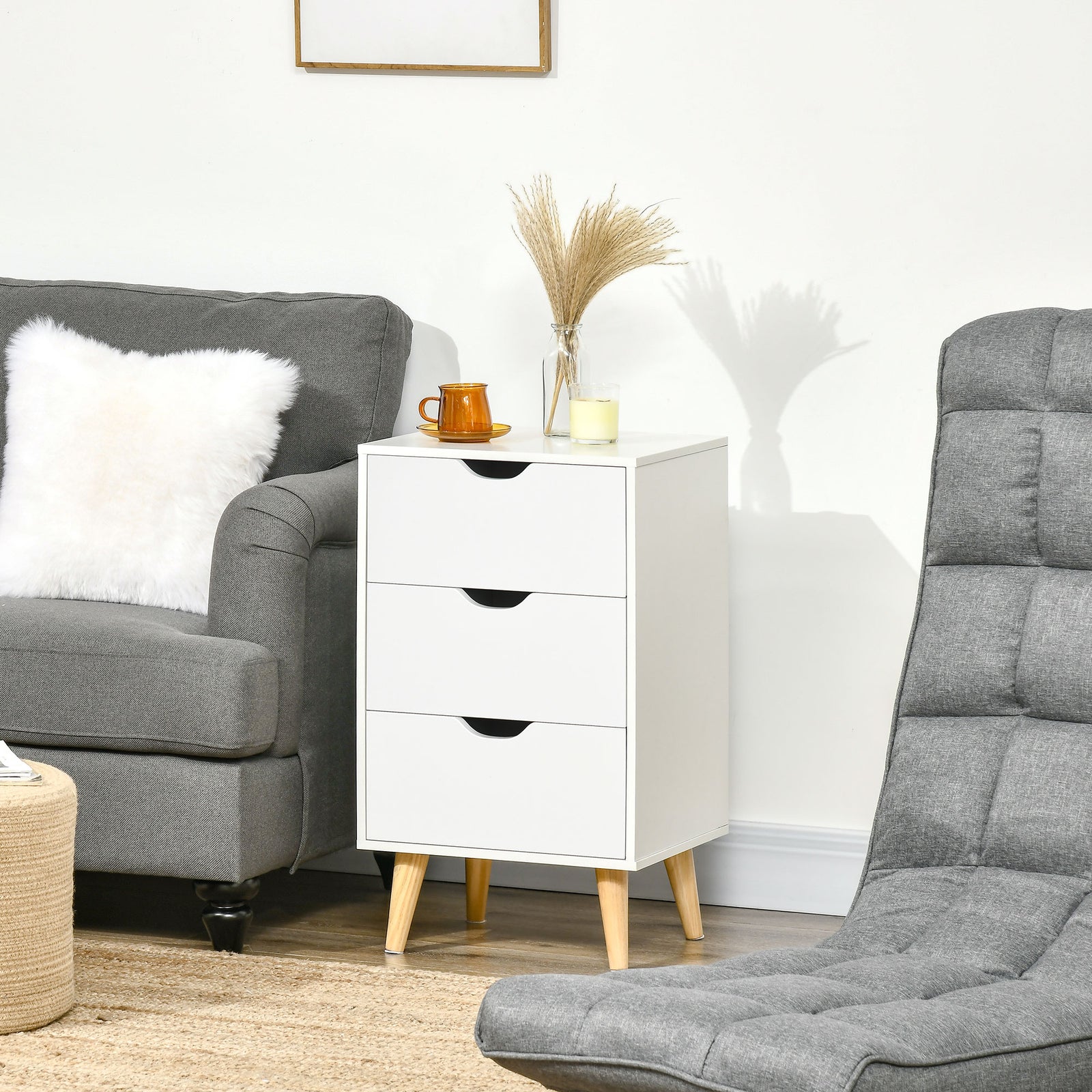 Chest Of Drawers, 3 Drawer Unit Storage Chest Bedroom | One Size | Cream