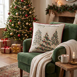Woven Christmas Trees Cushion With Cover, 45x45cm