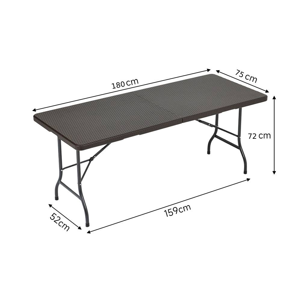 3-piece Rattan Plastic Outdoor Folding Table Bench Set