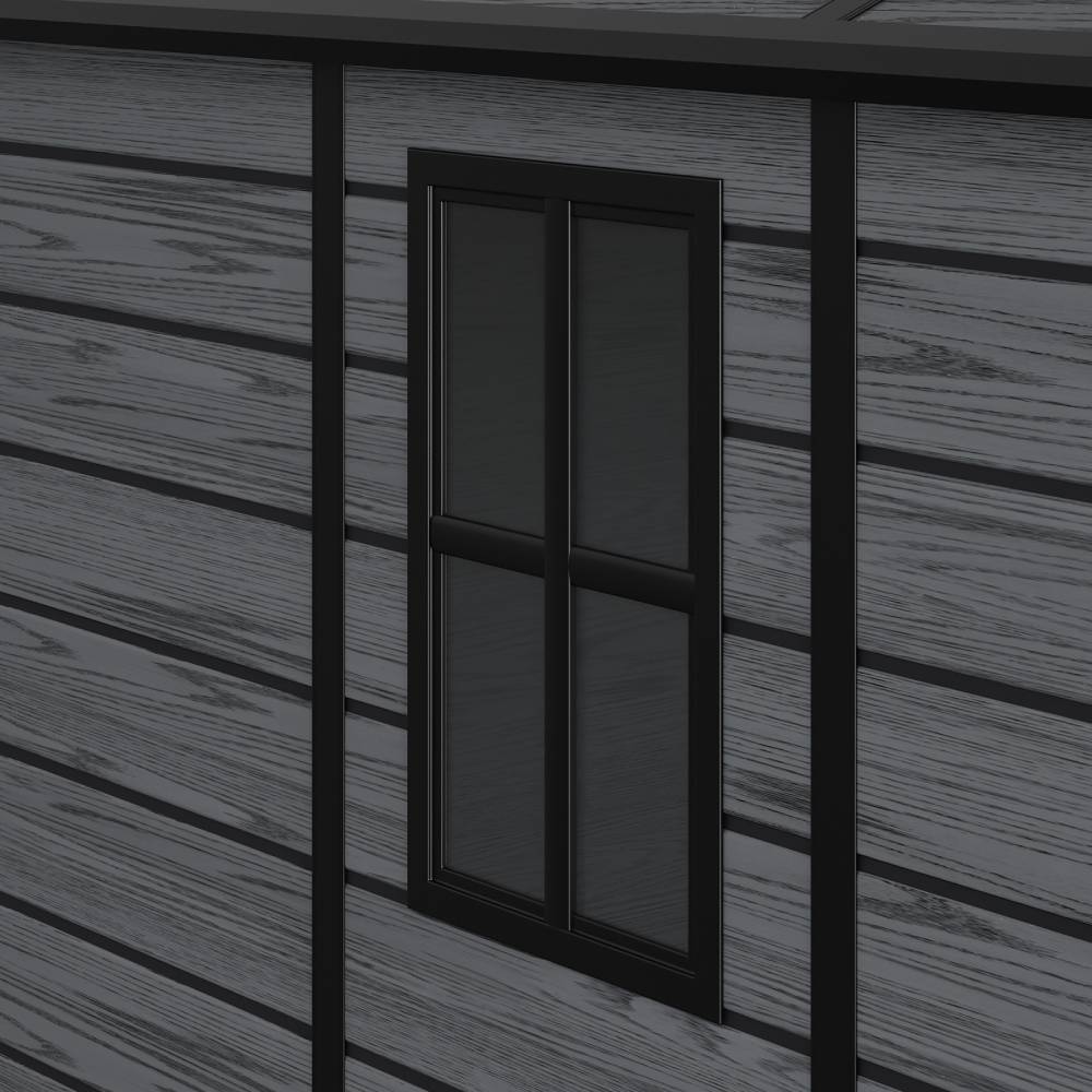 8x6ft Outdoor Apex Roof Storage Shed With Floor, Window,2 Vents & Double Lockable Doors,wood Grain Design