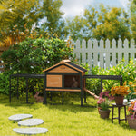 Wooden Rabbit Hutch Outdoor, Guinea Pig Hutch With Steel Run, Removable Tray