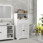Free Standing Bathroom Storage Cabinet With Louvred Doors | One Size | White