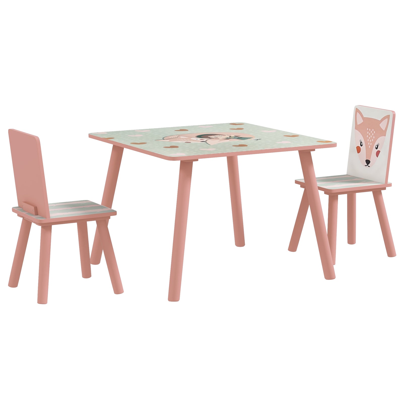 Kids Table And Chairs, Children Desk With 2 Chairs | Pink