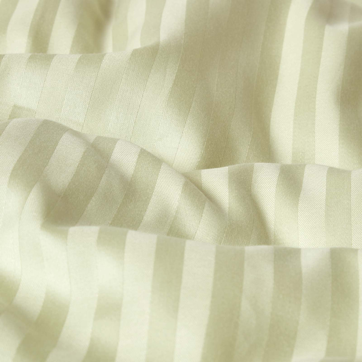 Egyptian Cotton Stripe Duvet Cover With Pillowcase, 330 Tc | Single | Sage Green