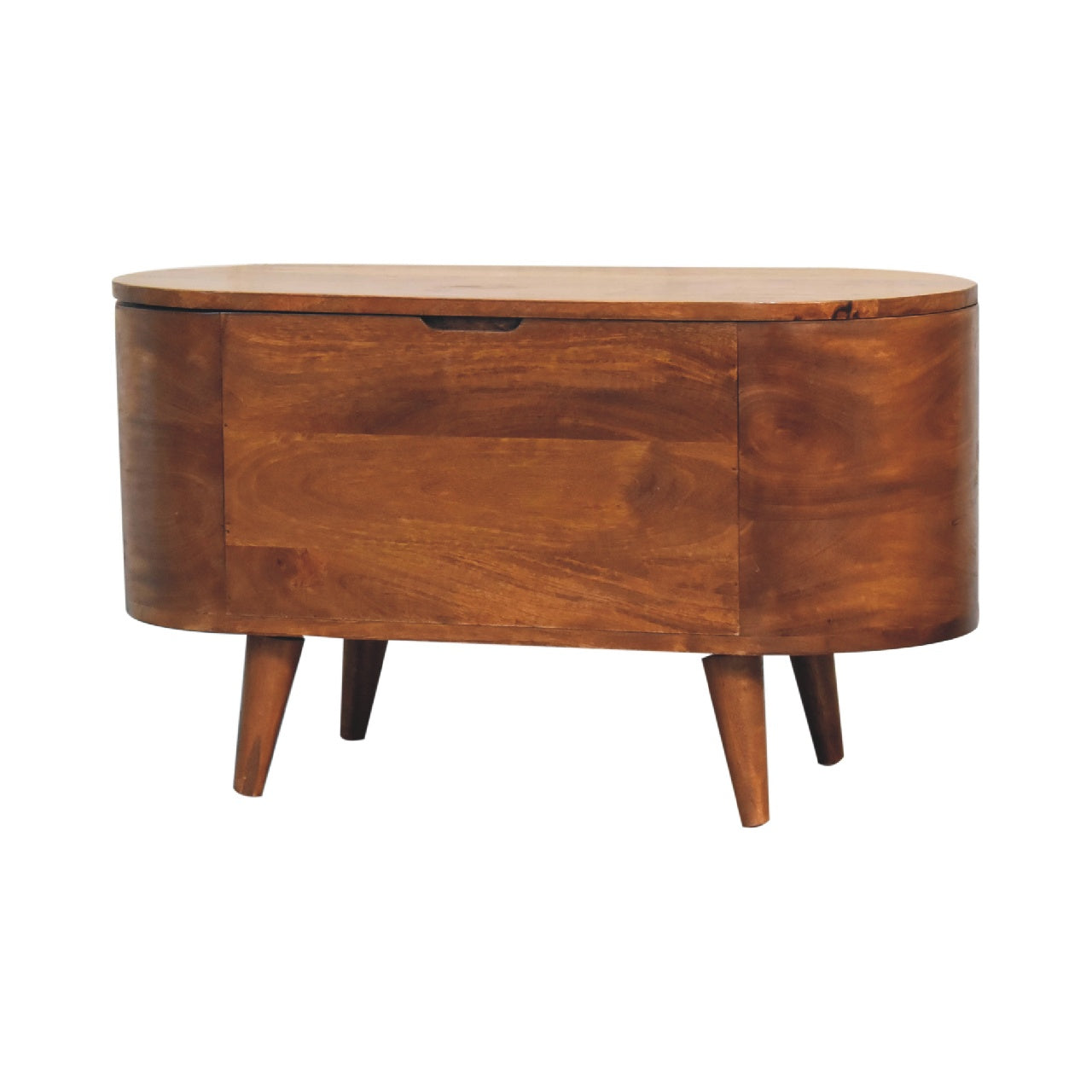 Solid Wood Chestnut Rounded Lid Up Blanket Box
