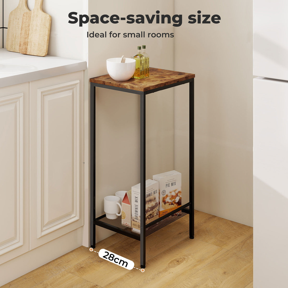 Levede Industrial Side Table Wood 2-tier Storage Shelf End Table For Living Room