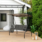 3 Seater Garden Swing Seat Bed, Convertible Swing Chair | Black