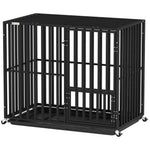 Heavy Duty Dog Crate, Dog Cage With Wheels | Small | Black