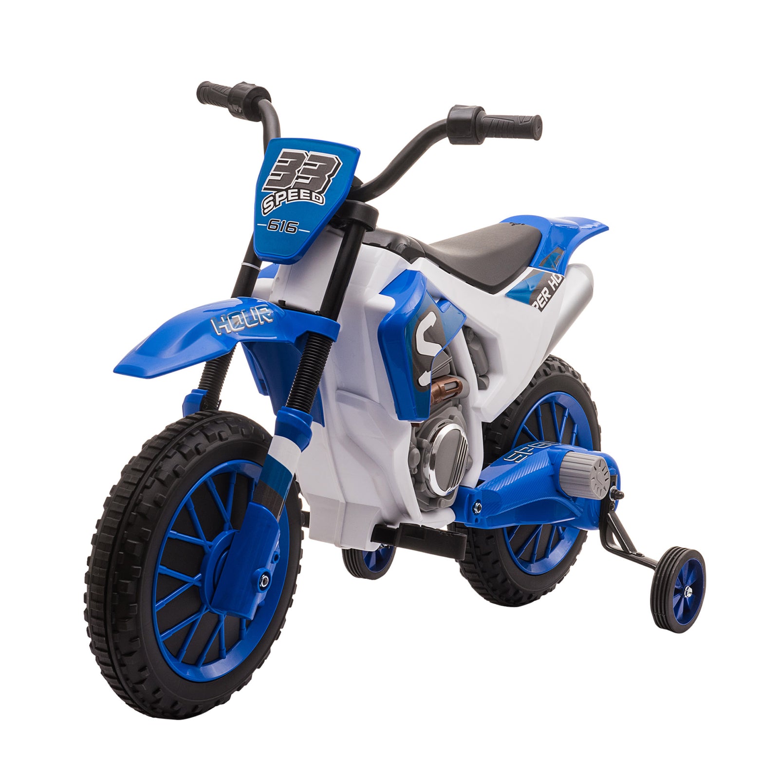 12v Kids Electric Motorbike Ride-on Motorcycle W/ Training Wheels | Blue