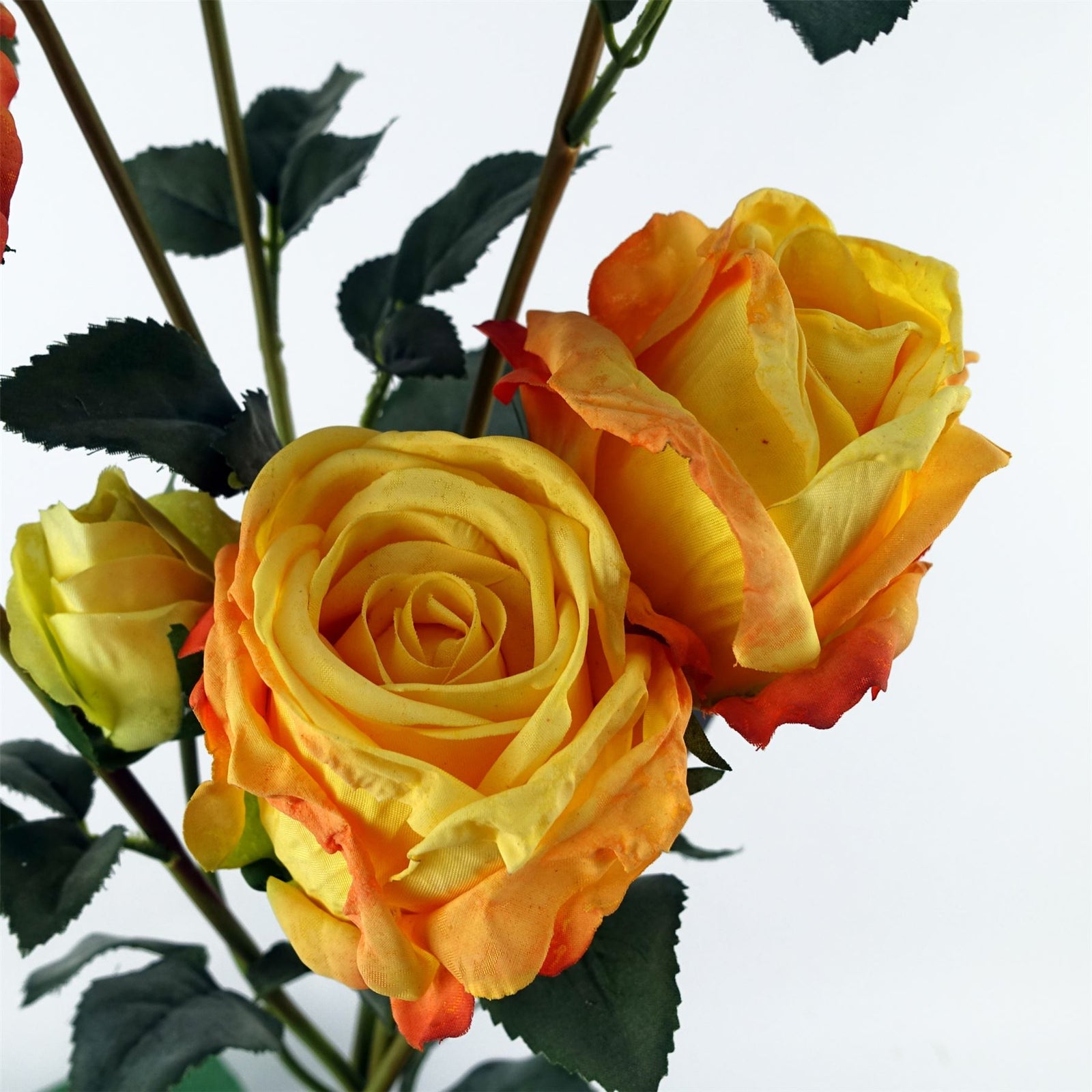 6 X 60cm Yellow Rose Artificial Flower Sprays 24 Flowers 18 Buds