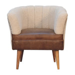 Solid Mango Wood Boucle Cream Buffalo Armchair