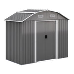 7.72 ft x 4.3 ft Outdoor Metal Storage Shed with Double Lockable Doors and Vents - Waterproof Garden Tool Organizer with Foundation and Shelving