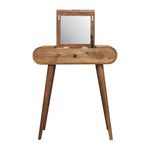 Solid Mango Wood Mini Oak-ish Round Dressing Table