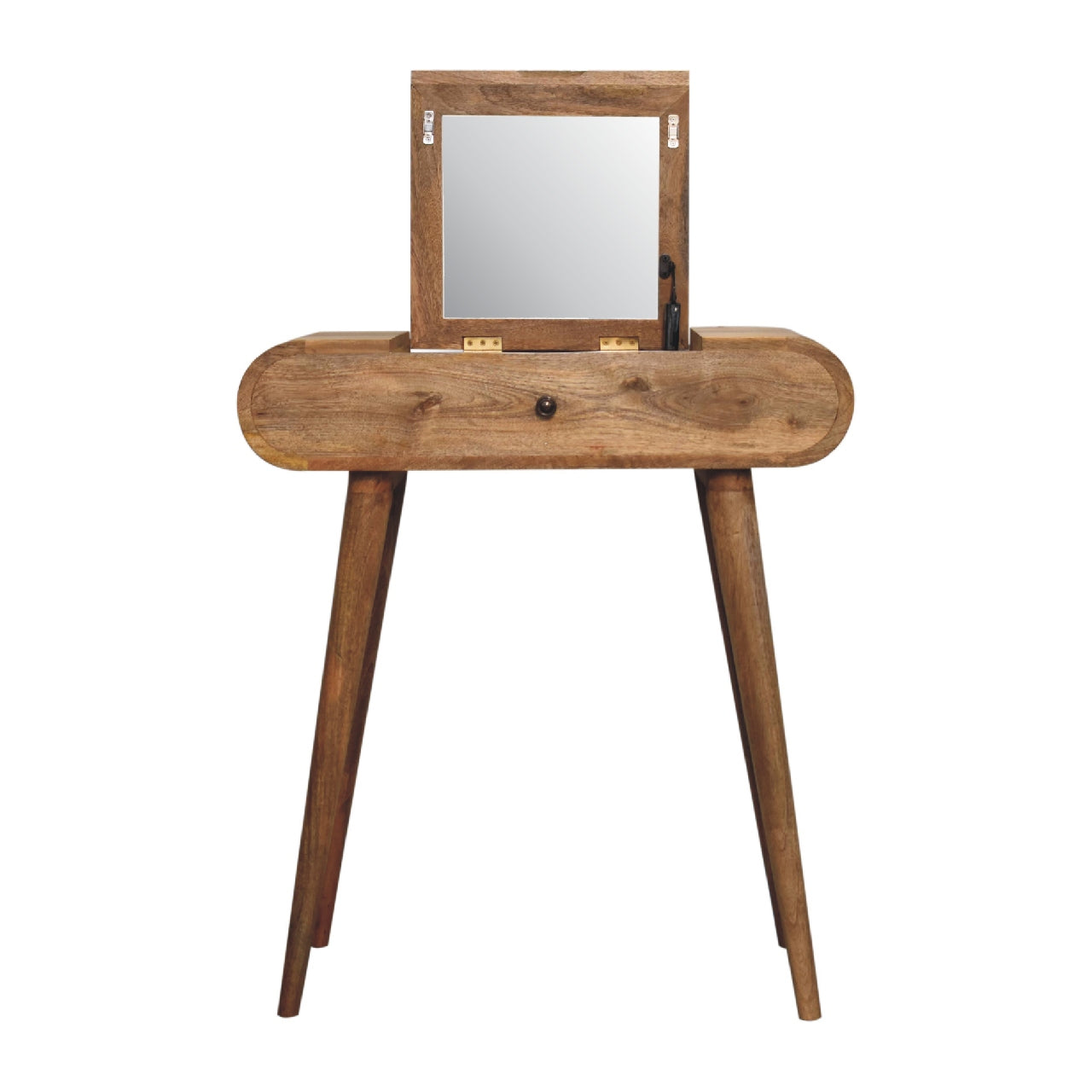 Solid Mango Wood Mini Oak-ish Round Dressing Table