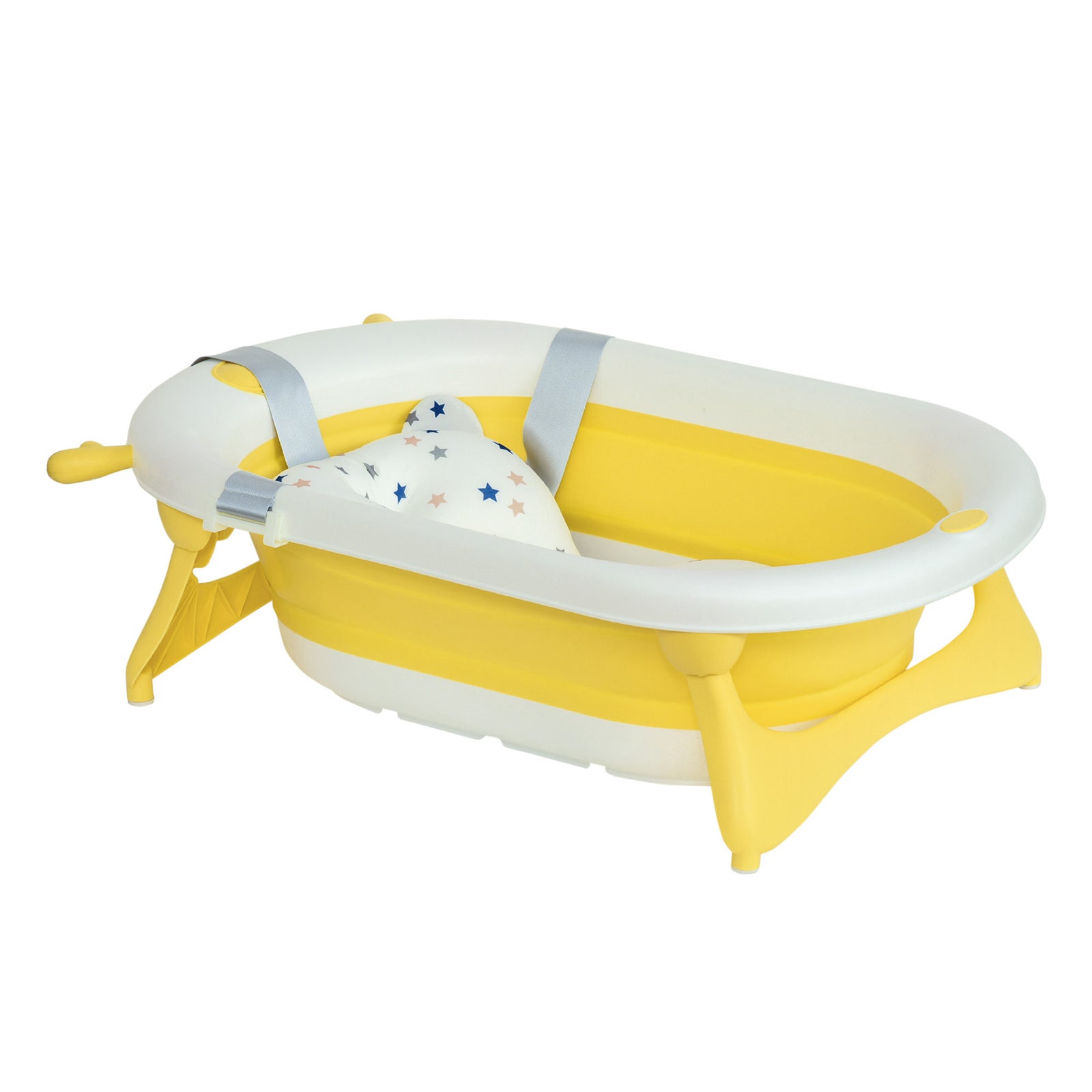 Foldable Baby Bath Tub Ergonomic With Temperature-induced Water Plug | Yellow