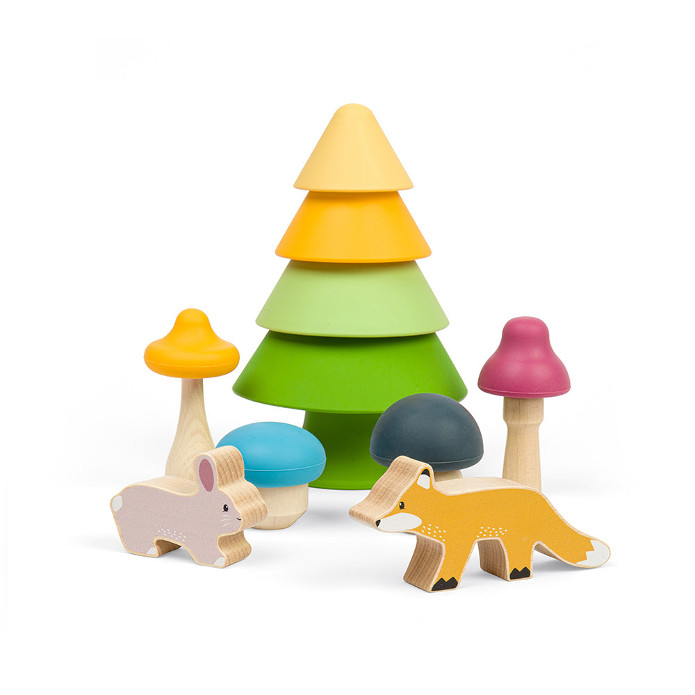 Wood & Silicone Forest Friends Playset - 6 Pieces