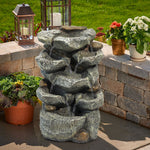 Water Feature Outdoor Led Waterfall Electric Fountain Rockery Garden Decor