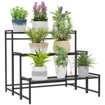 Outsunny 3-tier Metal Plant Stand, Modern Ladder Shelf For Garden