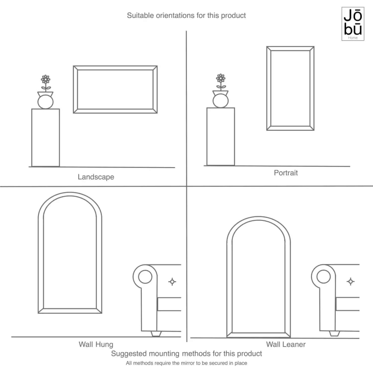 Aimi - Black Metal Rectangle Window Mirror | 180cm x 90cm