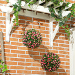 Set Of 2 Artificial Plant Topiary Rose Balls, Faux Plants | Pink