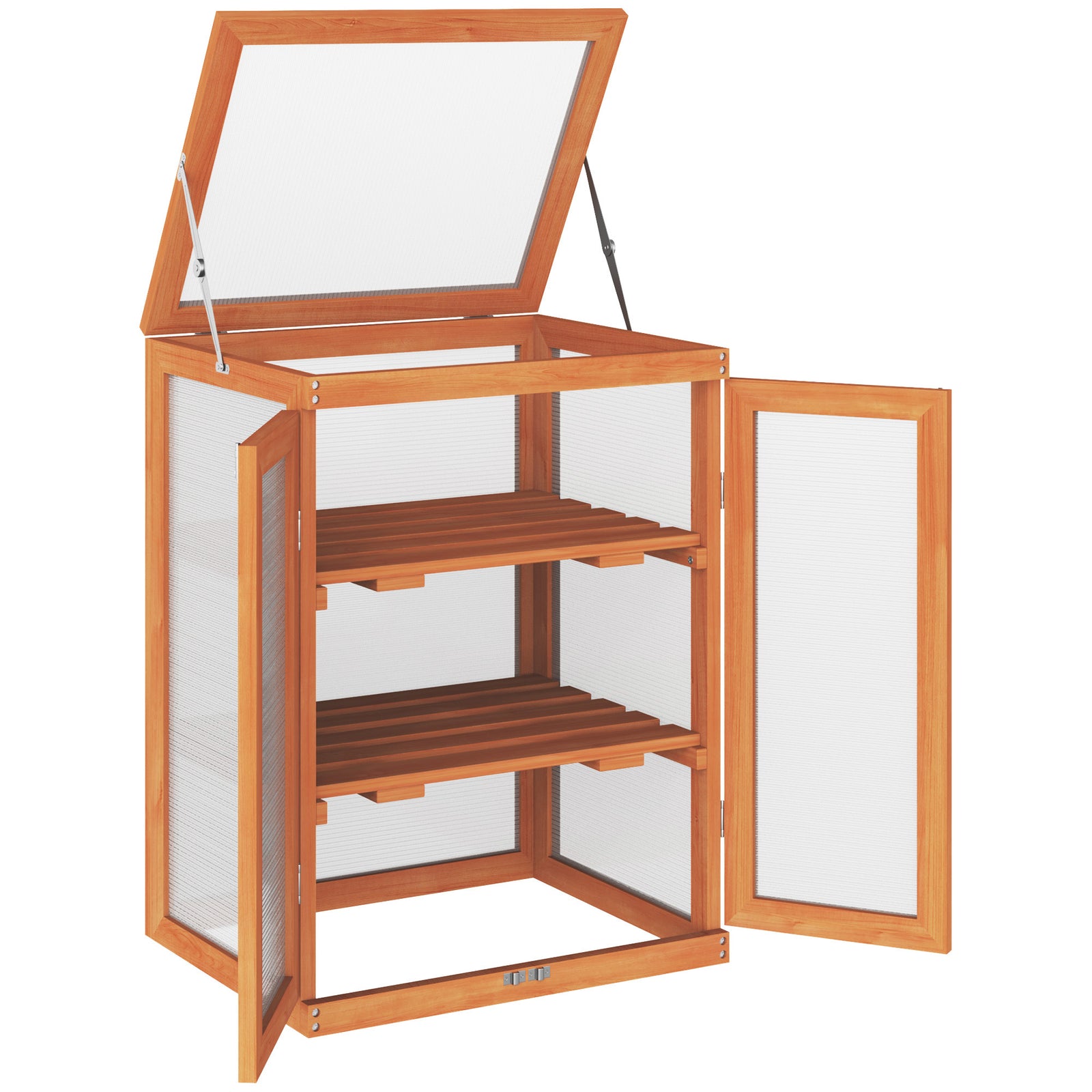 Mini Wood Greenhouse Cold Frame Plant Box (3 Types) | Orange