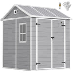 6 X 6ft Plastic Garden Shed With Floor, Window, Vents, Grey