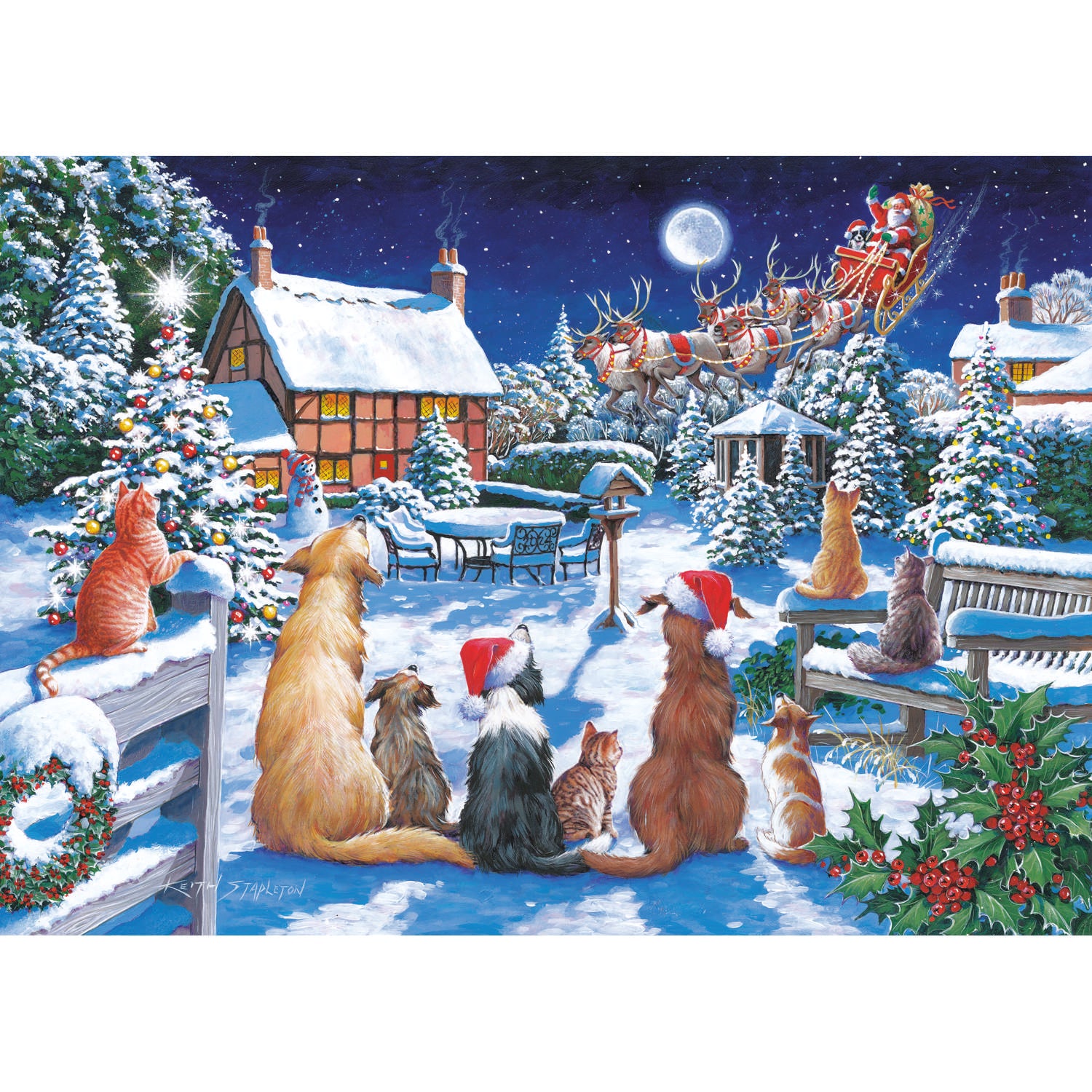 Santa Paws Jigsaw - Big 500 Piece Jigsaw Puzzle For Adults, With Extra Large Pieces