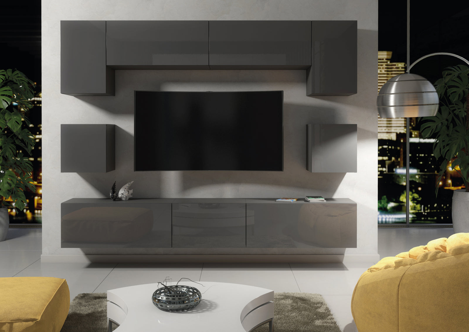 Panorama Wall Tv Unit | Dark Grey