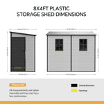 Breeins 8 X 4ft Outdoor Garden Pent Roof Tool Storage Shed