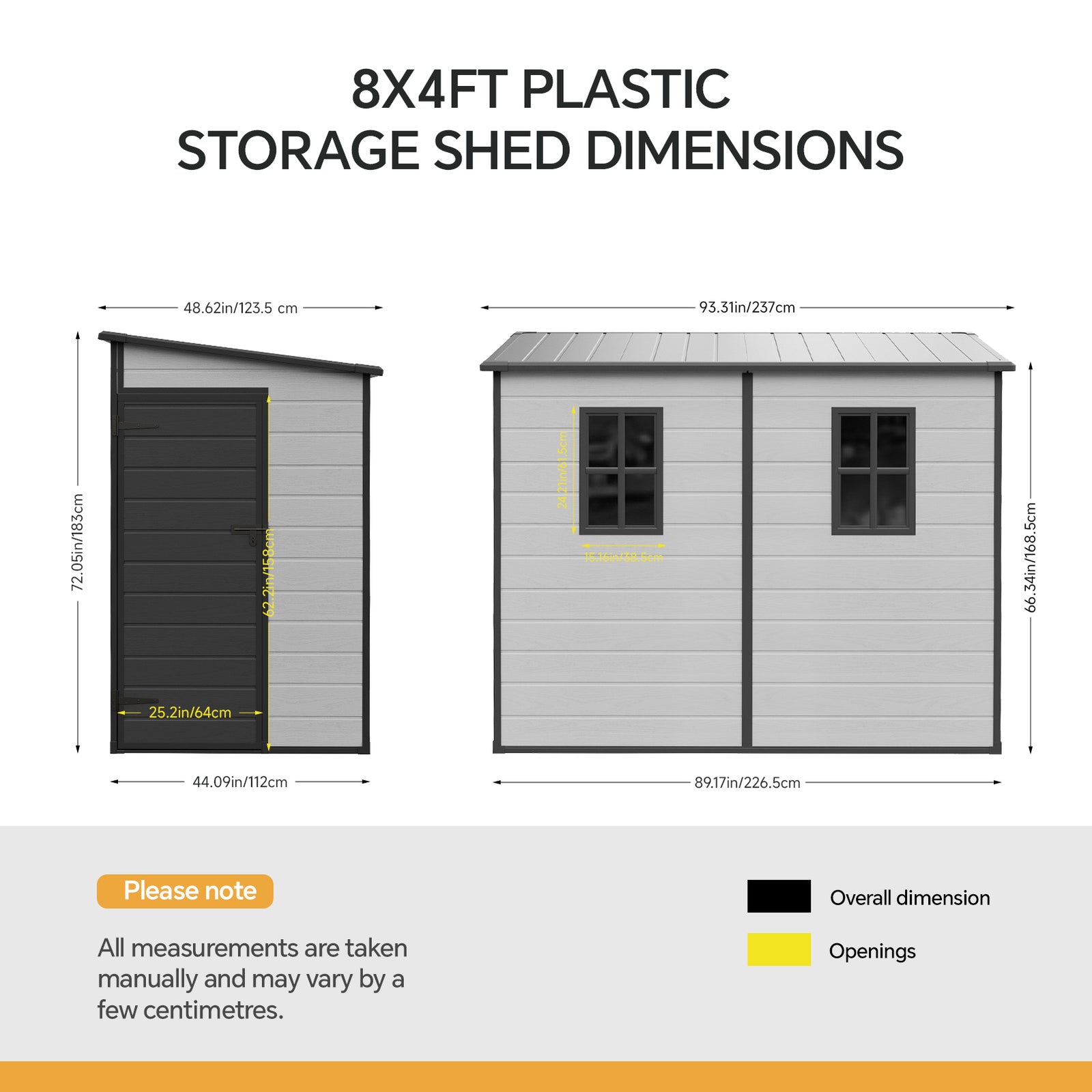 Breeins 8 X 4ft Outdoor Garden Pent Roof Tool Storage Shed
