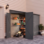 Durable Zinc Steel Metal Garden Shed 4.7×8.86ft – Waterproof Outdoor Storage House For Tools And Garden Equipment, Grey | Grey