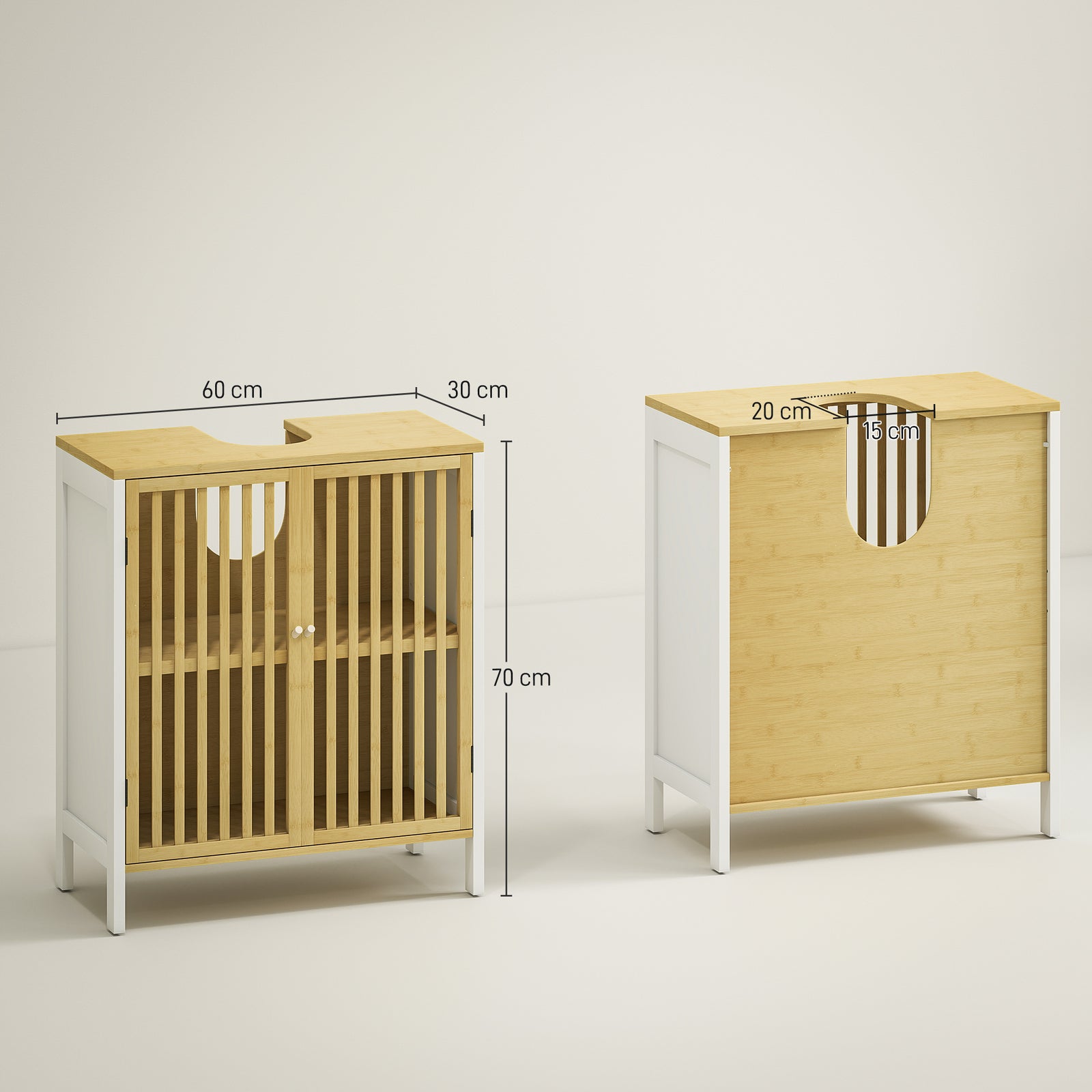 Under Sink Bathroom Cabinet, Sink Storage Cabinet With Slat Doors