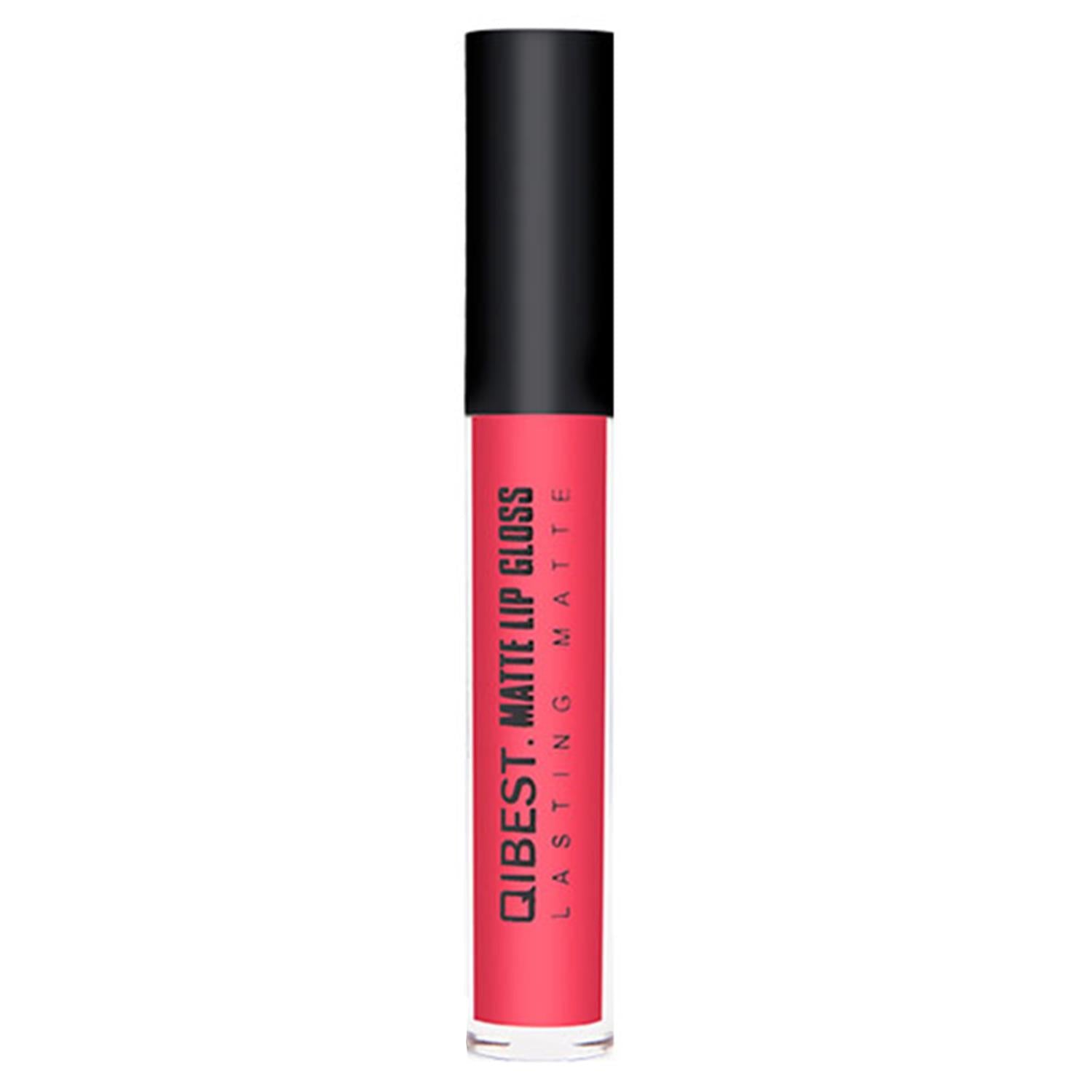 Qibest Matte Liquid Lipstick Bright Pink Lip Gloss Liner Waterproof Pro