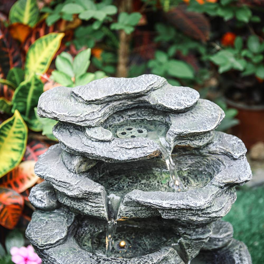 Garden Water Feature Outdoor Led Waterfall Fountain Rockery Decor