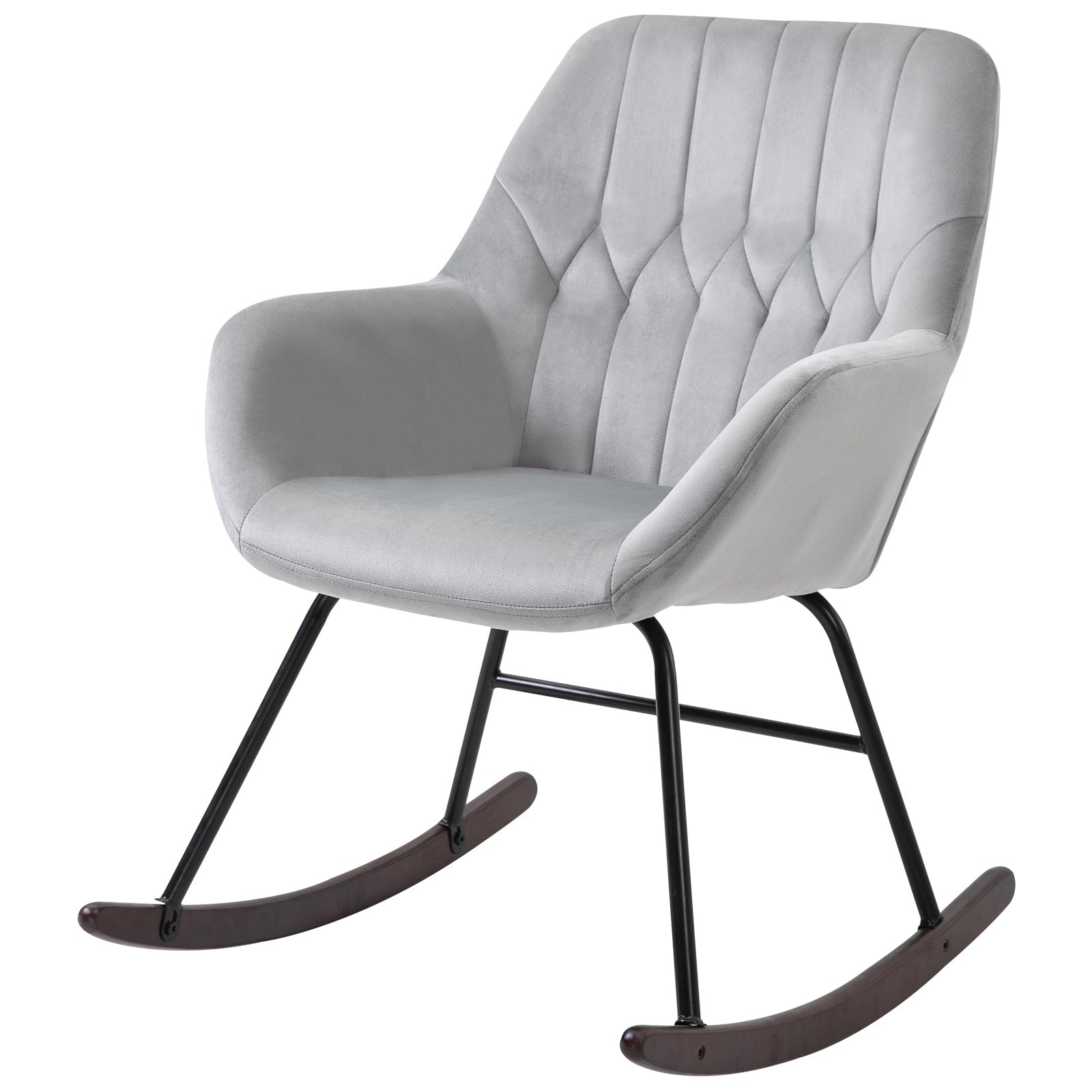 Modern Rocking Armchair With Foam Padding Metal Frame