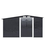 6x8ft Heavy Duty Garden Metal Storage Shed With Log Rack Outdoor Waterproof Firewood Tool Storage | Medium | Black