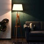 Tripod Floor Lamp Light E27 Base With Fabric Shade Shelf | One Size | Natura