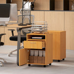 60cm Filing Cabinet With Drawers And Open Shelf | Natural
