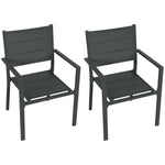 2 Pcs Dining Chairs, Stackable Design Aluminium Outdoor | Dark Gray