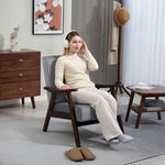 Velvet Armchair With Solid Wood Frame And Thick Padded | One Size | Gray