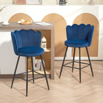 Barstool With Petal Backrest For Kitchen Island | Set of 2 | Dark Blue