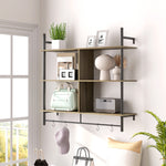 Wall Shelf Unit With 4 Hooks For Living Room | One Size