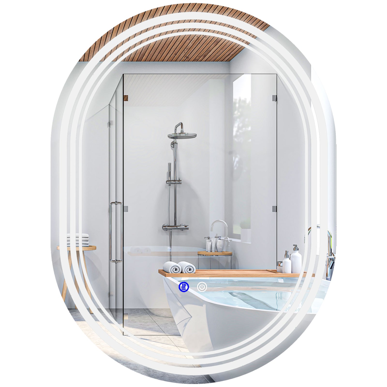 70x50/80x60cm Bathroom Mirror With Led Lights Anti-fog | Medium | Silver