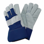 Fleece-lined Rigger Gloves, Thorn-resistant Leather Palm | Large | Navy Blue