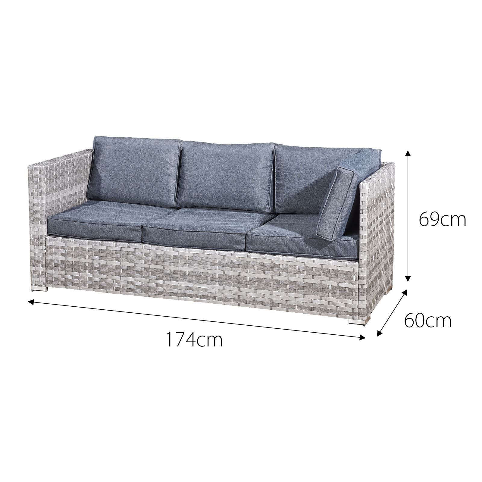 Acorn Rattan 6 Seat Corner Sofa Set | Dove Grey